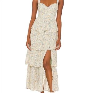Astr Midsummer Flora Tiered Maxi Dress XS